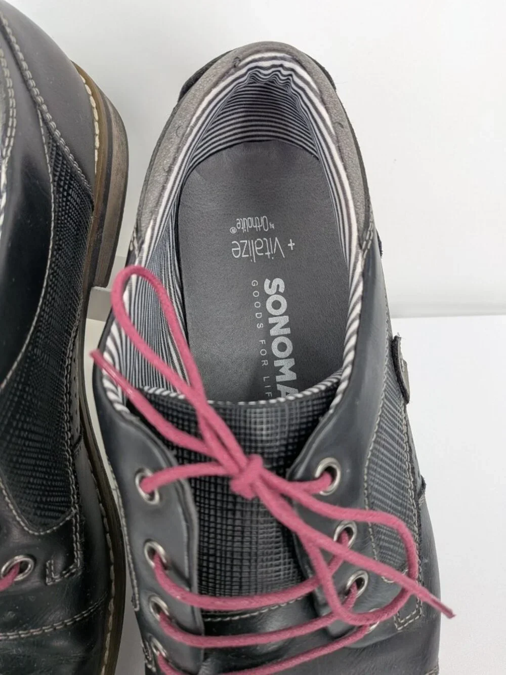 Oxford Derby Shoes Black Faux Leather Preppy Academia Everyday Comfort Size 10 M